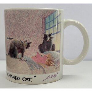 "Demando Cat" Leedy Cartoon Coffee Cup Mug Funny Oddity Unique Kitty Feline Gift